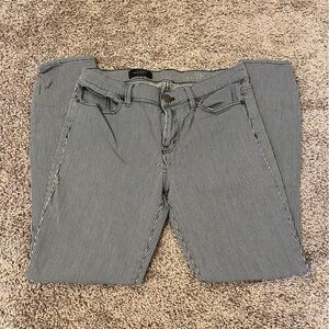 {J.Crew} Blue and White Striped Toothpick Pants